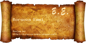 Borsova Emmi névjegykártya